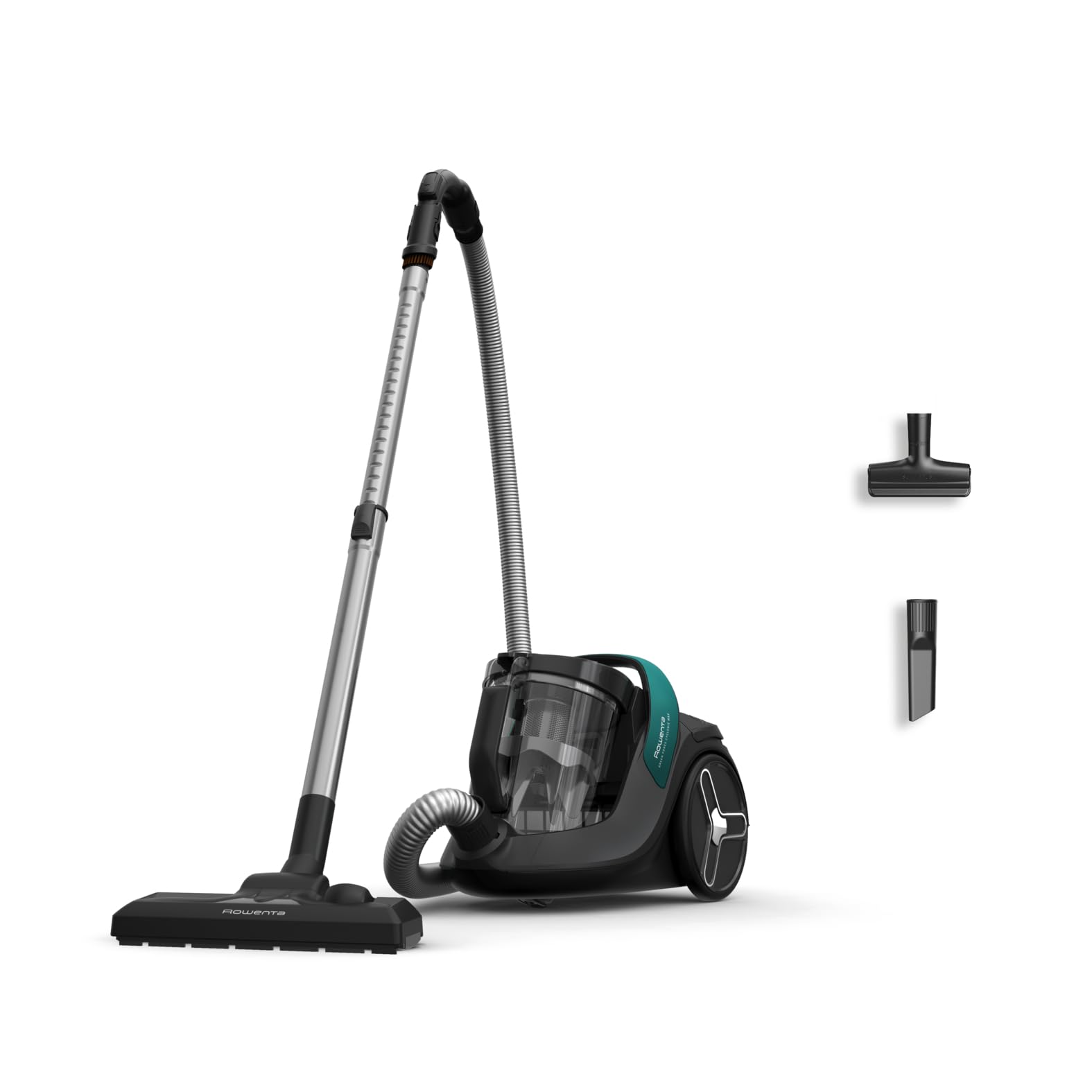 Rowenta Green Force Cyclonic Max Bodenstaubsauger ohne Beutel, 900 Watt Motor, 73 Dezibel, 2,5 Liter Fassungsvermögen, 9 m Reinigungsradius, Öko-Design, Schwarz-Grün, RO7B12