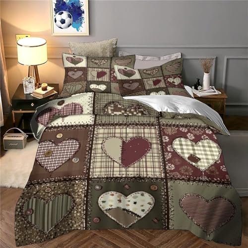 Housse de couette microfibre cœur patchwork pour un lit simple doux sans pli - 6