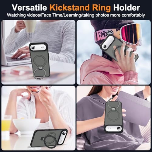 Image of iPhone 17 Air Magsafe Stand Case | Matte Design & 360 Protection | Military-Grade Apple iPhone 17 Air Cover | Ultra Premium - Black