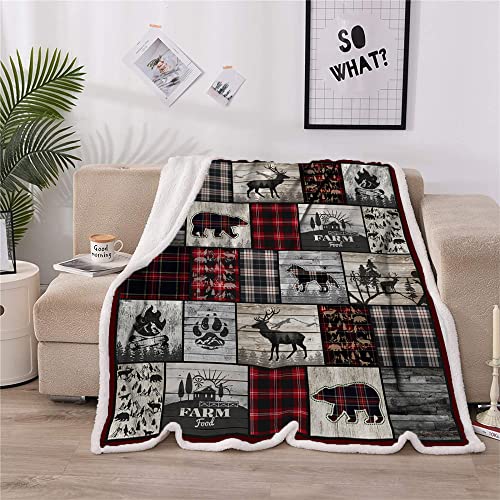 Wolf-Bear-and-Deer-Throw-Blanket-Rustic-Cabin-Decor-Woodland-Blanket-Plaid-Christmas-Blanket-Gifts-for-Women-Southwestern-Farmhouse-Decor-for-Couch-Bed-Livingroom Wolf Bear and Deer Throw Blanket Rustic Cabin Decor Woodland Blanket Plaid Christmas Blanket Gifts for Women Southwestern Farmhouse Decor for Couch Bed Livingroom