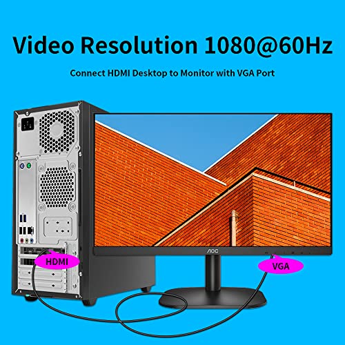 A-Technology Hdmi To Vga Cable 3Ft (1M) 1080P-Gold Plated-Active Video Adapter-Hdmi Digital To Vga Converter Cable-Support Notebook-Pc-Player Laptop-Tv-Projector-Monitor Etc #TOP4