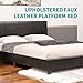 mecor Black Queen Bed Frame - Faux Leather Upholstered Platform Bed with Headboard - No Box Spring Needed - for Adults Teens Children, Black-Queen Size