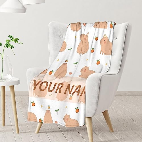 Personalized Blanket Gifts with Name - 30"x40" Cute Throw for Kids, Girls - White Soft Fuzzy Blankets for Couch & Office