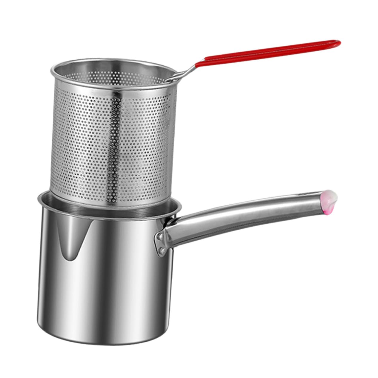 Abaodam 1set Stainless Steel Deep Fryer Frying Pot Basket Kitchen Oil Drainer for Fries and Sturdy Design for Home and Commercial Use