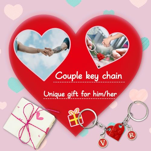 image for Smilelife Personalized Brick Matching Heart Keychains - Gifts for Mom,