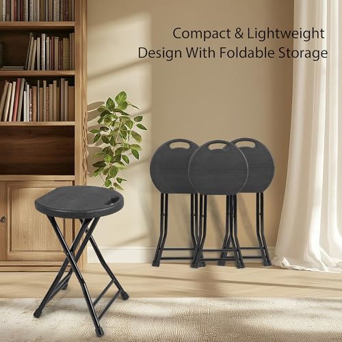 Image of coozment Folding Stool with Handle, Folding Chair,Folding Bar Stool with Non-Slip Feet,Indoor and Outdoor Foldable Stool for Adults(13 inchx11.5 inchx18 inch)