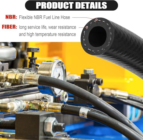 image for dojobkinb 3/8 Inch (10mm) ID Fuel Line Hose 10FT NBR Rubber Push Lock 