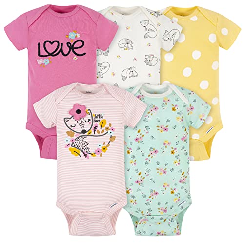 Image of Gerber Unisex Baby 5-Pack Short Sleeve Variety Onesies Bodysuits