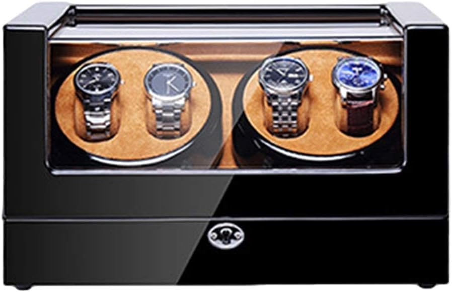 FENOKD Automatic Watch Winder Box Built-in LED Light Flexible Watch Pillow Dual Power Supply Piano Paint Exterior Quiet Motor
