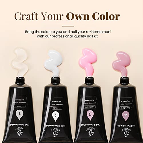 Beetles Poly Nail Extension Gel Kit 4 Colors Clear White Pink 1 Oz Poly Nail Gel Builder Nail Gel Nail Art Kit With Poly Brush Nail Forms Dual Forms Tyro Nail Salon All In One French Poly Nail Kit Easy Diy Nail #TOP2