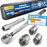 S&R Chiave Dinamometrica 1/2', 28-210 Nm per Auto Moto. Chiavi Dinamometriche Set ad Alta Precisione da 47.5 cm. Set con Prolunga, 3 Bussole da 17, 19, 21mm. Custodia Pratica e Robusta.