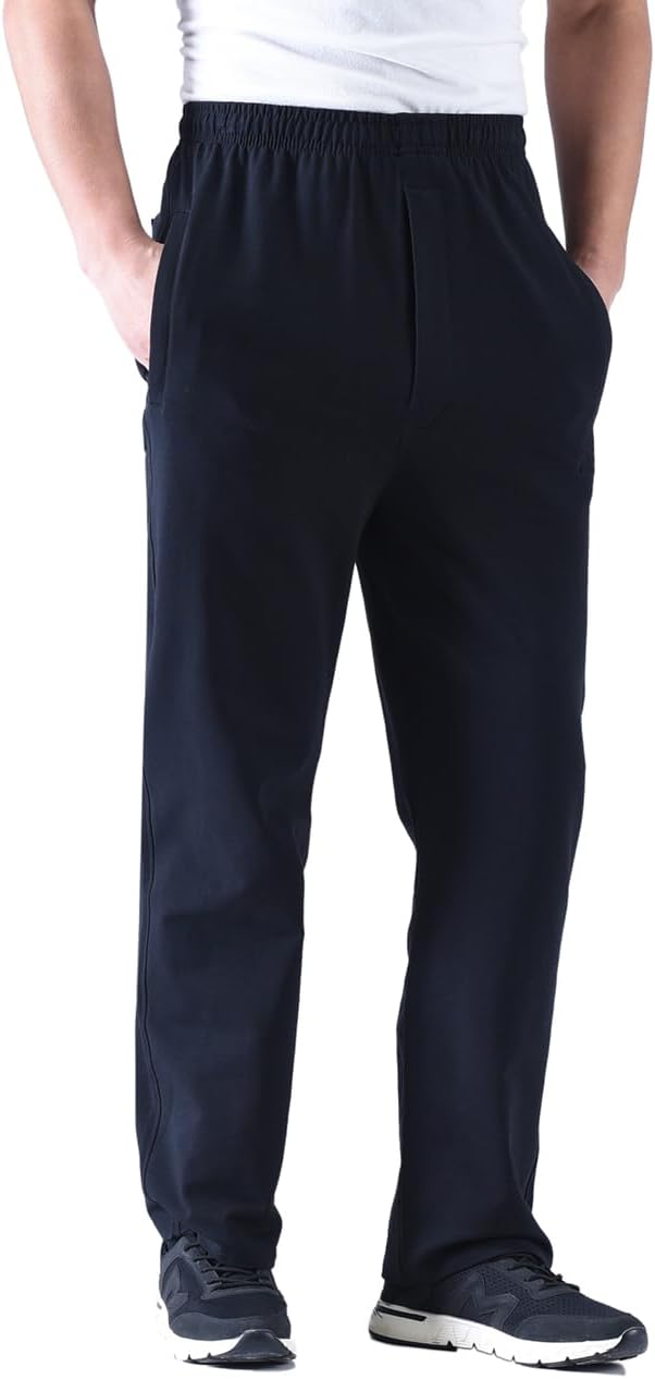 Zoulee Men's Casual Cotton Jogger Sweatpants Zipper Front Pants - Image 4