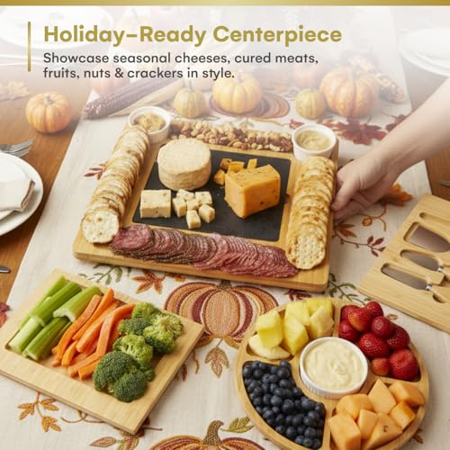 image for Dynamic Gear Charcuterie Board Gift Set, Expandable Bamboo Cheese Boar