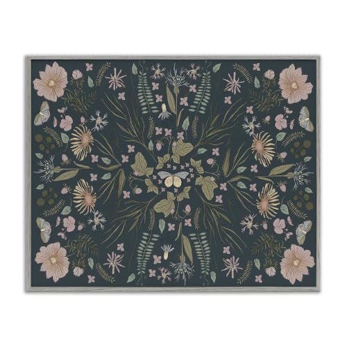 Floral Botanical Butterfly Pattern, 11 x 14 Inch Framed Giclée Print