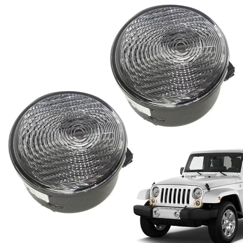 RAGBUSCLE Turn Signal Light Covers 2007-2018 Compatible with Jeep Wrangler JK Turn Signal Housing with Clear Lens 68200290AA, 68200291AA Front Side Marker Light Housing Replacement LH/RH