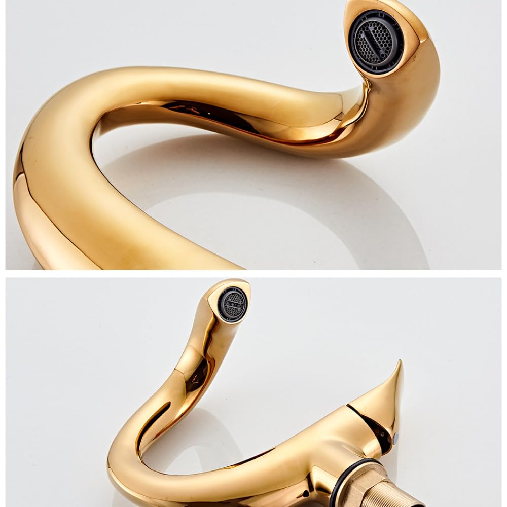 Waschtischarmaturen, Wasserfall-Badezimmer-Wasserhahn, Einhand-Waschtisch-Mischbatterie, Bad, antiker Wasserhahn, Messing-Waschbecken, Gold, CHINA