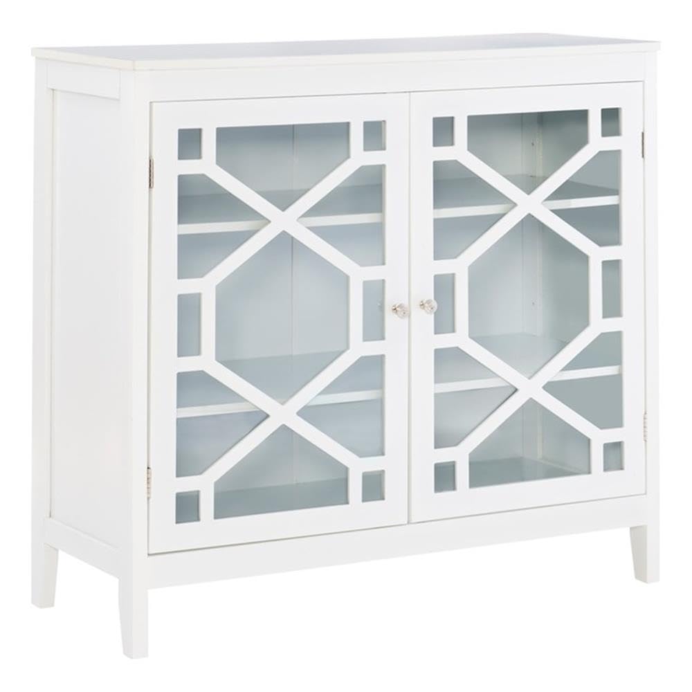 <週末価格>3ドア Low Cabinet 白　*送料込み Amazon.com: Linon Betty Large Wood Cabinet with 2 Glass Paneled