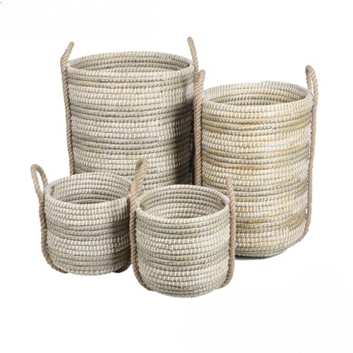 Juego de 4 cestas de césped naturales para decorar cada rincón del salón con estilo