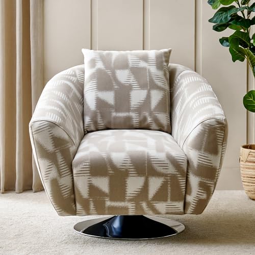 Image of Home Centre | Santo Fabric Swivel Accent Chair with Cushion | Accent Chair for Living Room | Metal | Beige | 1 Year Warranty