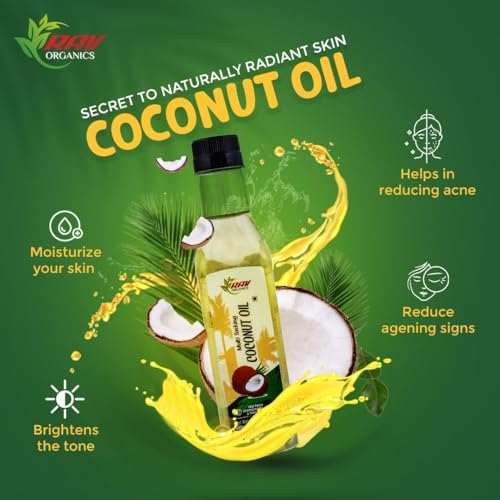 Image of Rav Organics 100% Natural Virgin Coconut Oil 250ml | Pure Unrefined,Wood Cold-Pressed | Cooking | Skin & Baby Care, Oil Pulling | Nariyal Tel or Gari Tel | No Argemone Oil