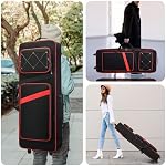 BOSSTIN 61 Case clavier avec roues, Taille intérieure: 41.7"x 14.5"x 5.7", Étanche à l'eau Rolling Gig Bag Clavier Piano Case pour 61 Clavier à clavier pour piano (Rouge)