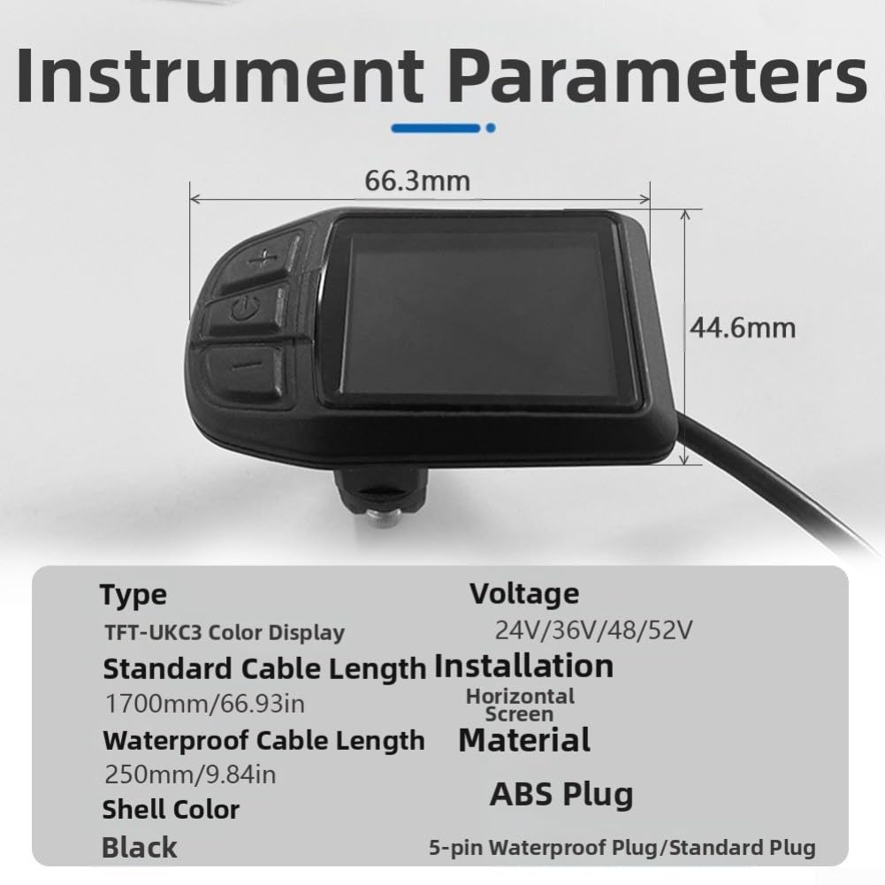 Display a colori per bici elettrica con connettore impermeabile a 5 pin progettato per protocollo OMD NO.2 e sistemi Ebike a tensione multipla 24V-52V