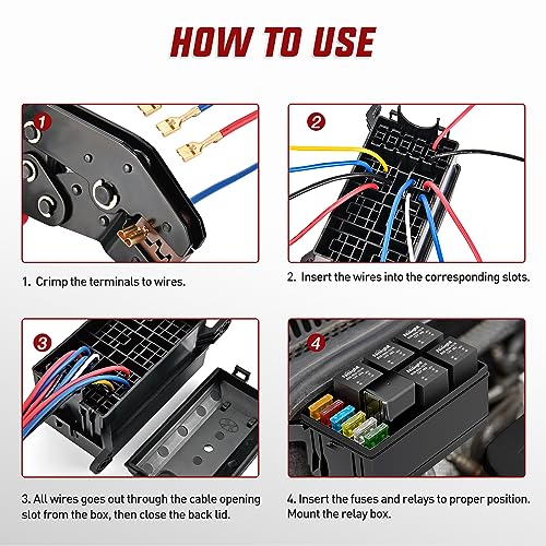 Image of Nilight 12V Fuse Relay Box 6 Relays 6 Slots ATC ATO Blade Fuse Holder 4Pin 5Pin Terminal 40A Relay Waterproof Block Kit Universal for Automotive Car Truck Camper Marine Boat