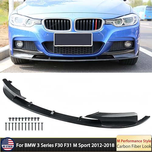 Front Bumper Lip Splitter Compatible with 2012-2018 F30 F31 Base 3 Series (M Tech/M Sport Only), Air Dam Spoiler Lower Chin 2Pcs Fits for Sedan, Protection Body Part (Carbon Fiber Pattern) - Image 6