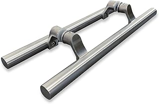 NHN Post-Mount Offset Double-Sided Ladder Style Push-Pull Stainless Door Handle for Steel, Aluminum and Glass Doors, Brushed Stainless Steel Finish (12inch, Satin Stainless Steel)