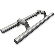 NHN Post-Mount Offset Double-Sided Ladder Style Push-Pull مقبض باب غير قابل للصدأ للأبواب المصنوعة من الفولاذ والألمنيوم والزجاج ، إنهاء الفولاذ المقاوم للصدأ المصقول 18 بوصة ، الساتان الفولاذ المقاوم للصدأ