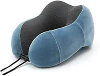 Travesseiro Apoio Encosto de Pescoço Silent para Viagem Ergonômico em Forma de U - Travesseiro ,ótimo para viajar,dormir, relaxar em casa e no trabalho (Azul Claro)