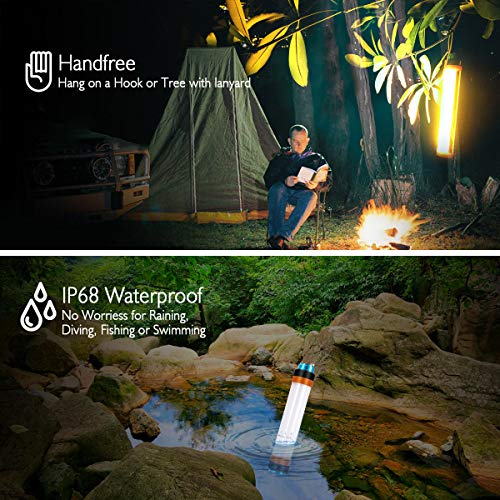 FONREST Waterproof Camping Lantern, Portable Magnetic LED Tent Light, Cylinder Lamp Bar as Flashlight/Energy Bank/Mosquito Repellent/SOS Emergency/Safety Hammer for Fishing Hiking Garage Failure - Image 8