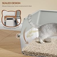 Fobyfurny Katzenklo Edelstahl, XXXL Katzentoilette, 71x51x30 cm, Hellgrau – Ansicht 6