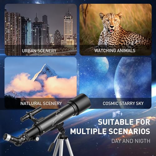 Image of Telescope, 70mm Aperture 600mm Telescopes for Adults Astronomy & Kids & Beginners, Portable Refracting Telescope with an Adjustable Tripod, a Bag, a Phone Adapter