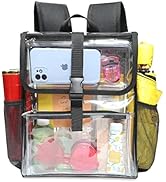 Clear Small Backpack Stadium Approved, 12x12x6 Clear Mini Backpack with Multiple Pockets for Work...