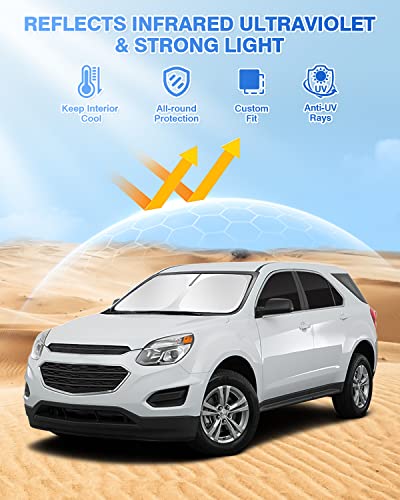 Image of Canvcle Windshield Sun Shade for 2010-2017 Chevrolet /Chevy Equinox Accessories Side Rear Window Shade Cover Sun Visor Shield Privacy Protection Keep Vehicle Cool Black 8PCS