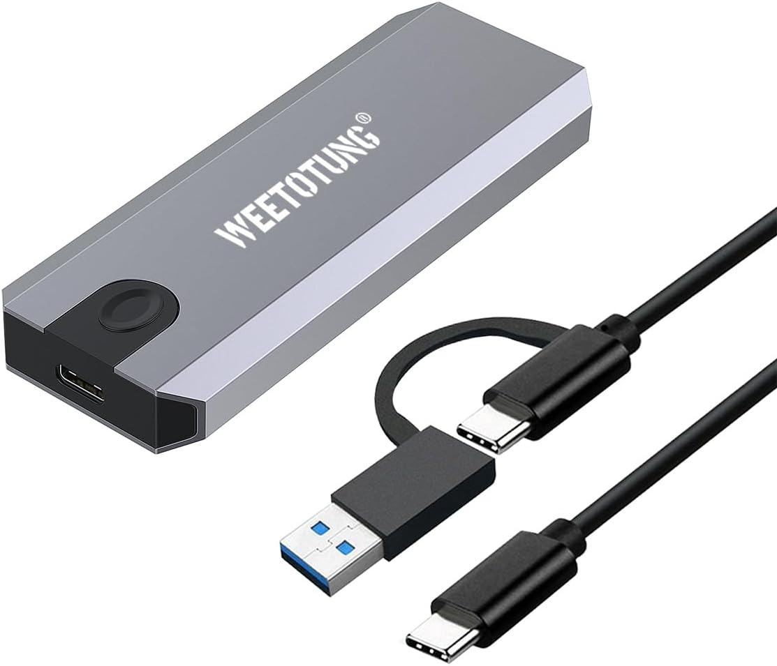 M.2 NVMe Tool-Free External HDD Enclosure Adapter - WEETOTUNG USB 3.1 Gen2 PCIE SSD Case Drive - Support M and B&M Keys for 2230/2242/2260/2280 SSD