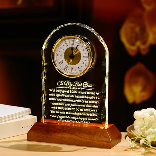 Image of Ornalrist Boss Gifts for Women Men Clock with Wooden Light Base