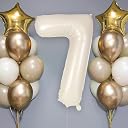 Shopperskart Cream Color 32 Inch Number Helium Foil Balloon For Birthday Decoration Items | Number foil Balloon 7 | Anniversary Decoration Items | Pack of 14 gallery image