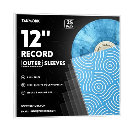 12 Schallplattenhüllen Vinyl Außenhüllen - Vinylhüllen für Schallplatten | Kristallklare Vinyl Schallplattenhüllen außen | 3 Mil dicke LP Albumhüllen 25 Stück