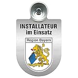  Einsatzschild Windschutzscheibe incl. Saugnapf - Installateur im Einsatz - 309727 - incl. Regionen nach Wahl Farbe Region Bayern