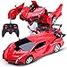 Lihgfw Fernbedienung Auto Verformung Auto Anti-Fall Off-Road Auto Racing 360 ° Rotierende Kinderspielzeug Jungen Spielzeug Geschenk Eine Schlüsselverformung Licht und Sound Effekt 23cm (Color : Rot)