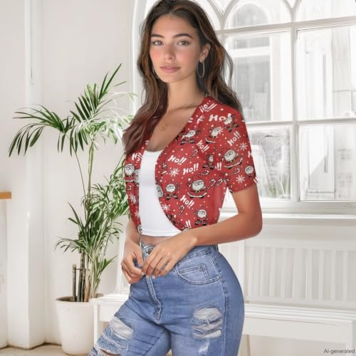 Image of Womens Short Sleeve Bolero Shrug Open Front Knit Cropped Cardigan Shoulder Cover for Dress Cute Casual Knit Cover Up