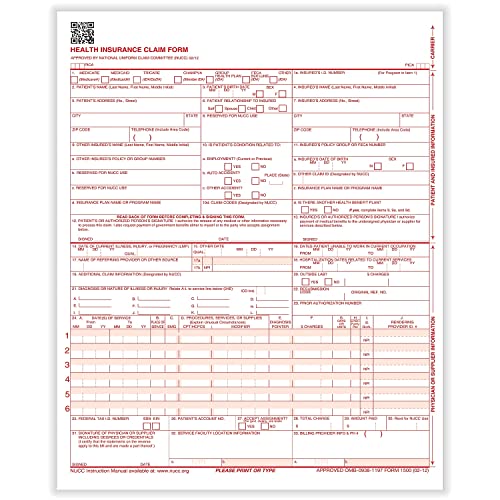 Complyright 02/12 Version Cms-1500 Health Insurance Claims 2500/Pack (Cms12lc)