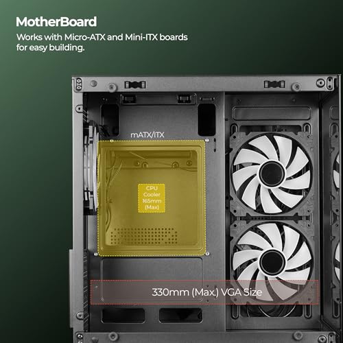 Image of Zebronics Cube Gaming PC Cabinet, 240mm Radiator Support, mATX /ITX Compatibility, 270 Tempered Glass, Magnetic Dust Filter, Bottom PSU Mount, Clean Dual Chamber Layout (Mercury 15, Black)