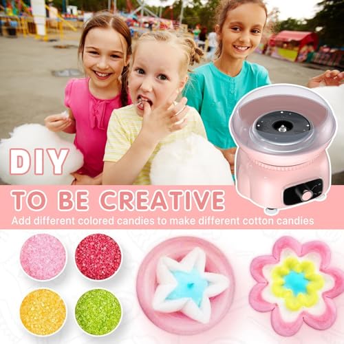Cotton Candy Machine, Cotton Candy Maker for Kids, Makes Hard Sugar, Sugar Floss, Homemade Sweets for Birthday Parties, Includes 1 Magic Stick, 1 Sugar Scoop, and 10 Bamboo Skewers, Pink