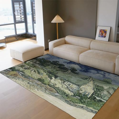 Tapis Cordeville esthétique rétro avec maisons pour entrée - 3