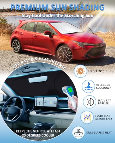 Image of Windshield Sun Shade Cover for 2014-2019 Toyota Corolla Front Window Shade