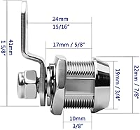 Vista 4 de Cerradura de caja de herramientas tubular de leva de reemplazo con gancho de leva con llaves iguales (5/8 pulgadas, acabado cromado, paquete de 2)