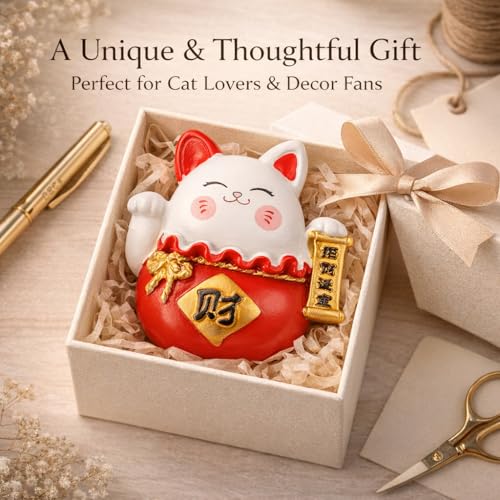 Imán decorativo gato de la suerte japonés de resina miniatura 6